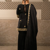ALOKA BLACK SHARARA SET WITH DUPATTA