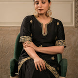 ALOKA BLACK SHARARA SET WITH DUPATTA