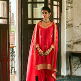 REWA RED KURTA SET WITH DUPATTA