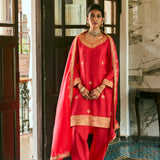 REWA RED KURTA SET WITH DUPATTA