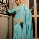 NEELAM LIGHT BLUE SHARARA SET WITH DUPATTA