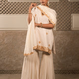 MALLIKA WHITE SHARARA SET WITH DUPATTA