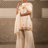 MALLIKA WHITE SHARARA SET WITH DUPATTA