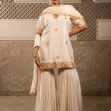 MALLIKA WHITE SHARARA SET WITH DUPATTA