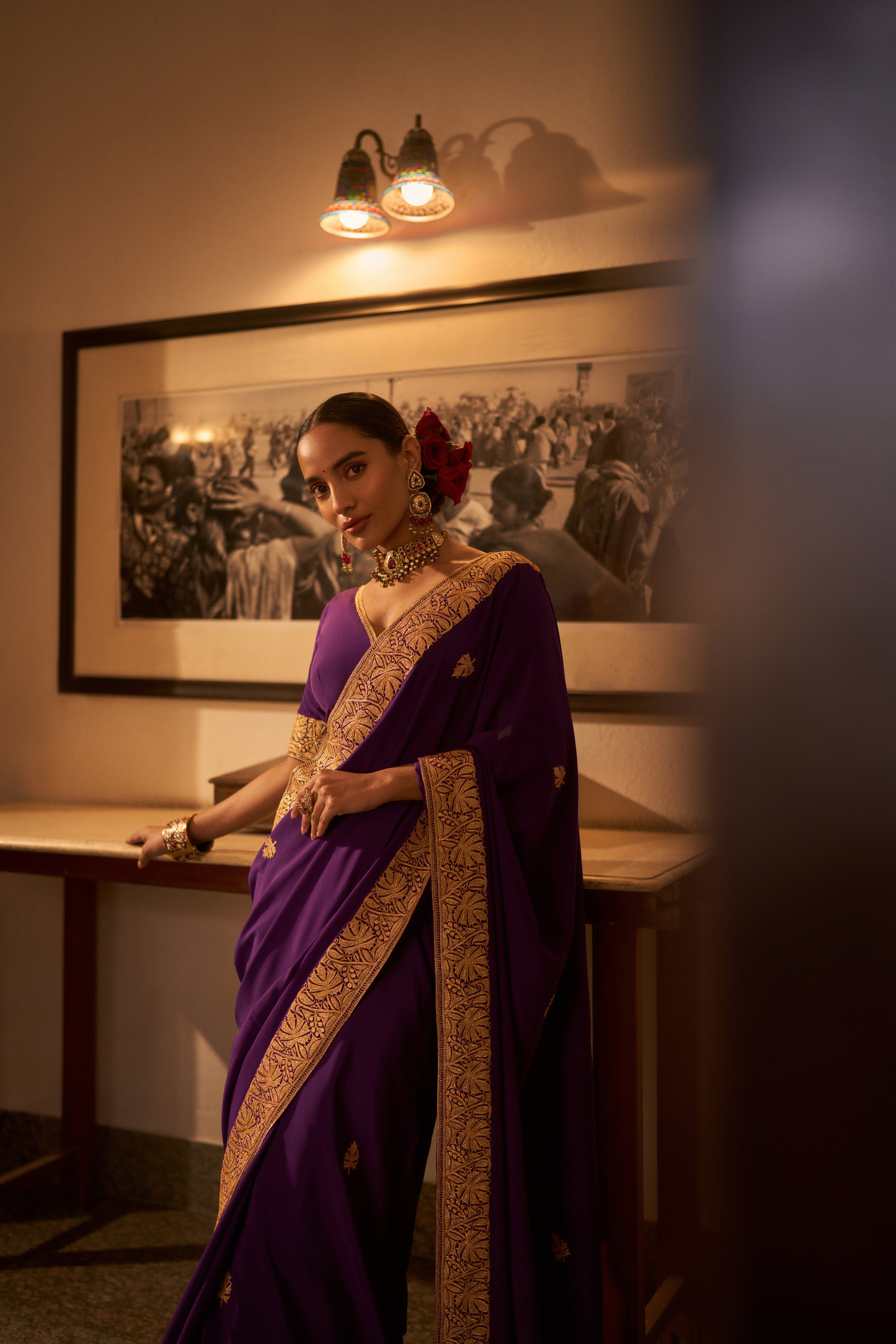 Art silk purple enticing saree with purple & gold border -SR10274 | Fashion  blouse design, Art silk sarees, Bridal silk saree