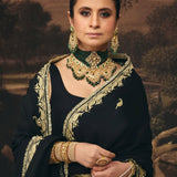RASIKA DUGAL IN KARVI BLACK KURTA SET WITH DUPATTA
